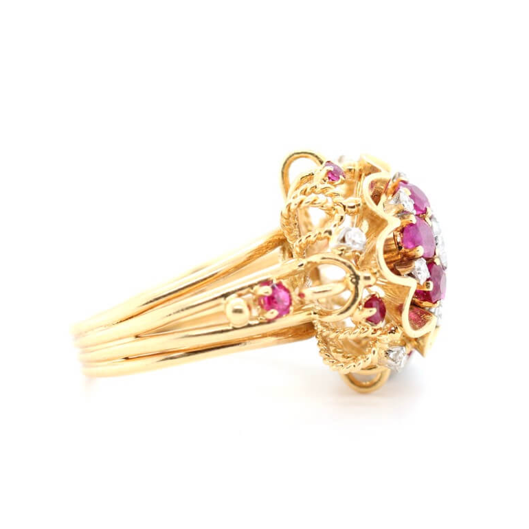 1970's Ruby and Diamond Cluster Ring-Charlotte Sayers Antique Jewellery