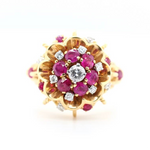1970's Ruby and Diamond Cluster Ring-Charlotte Sayers Antique Jewellery