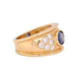 1970s Sapphire and Diamond Chunky Gold Band Ring-Charlotte Sayers Antique Jewellery