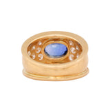 1970s Sapphire and Diamond Chunky Gold Band Ring-Charlotte Sayers Antique Jewellery