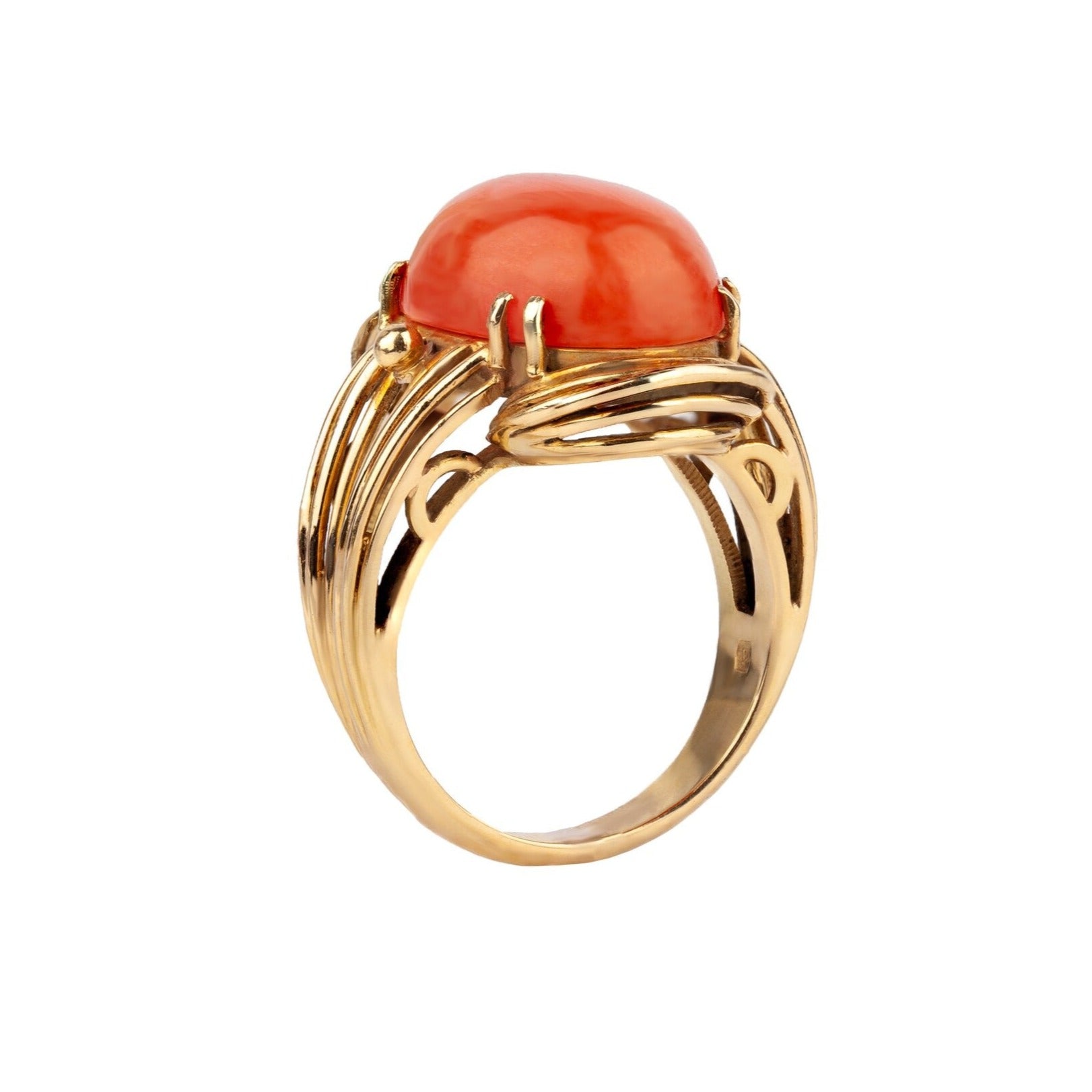 1970's coral cocktail ring-Charlotte Sayers Antique Jewellery