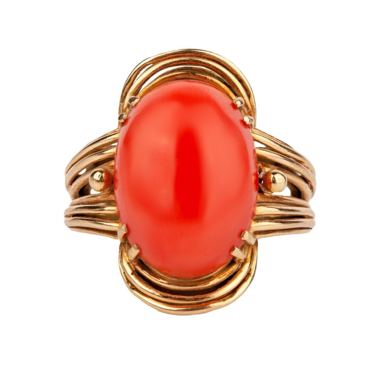 1970's coral cocktail ring-Charlotte Sayers Antique Jewellery