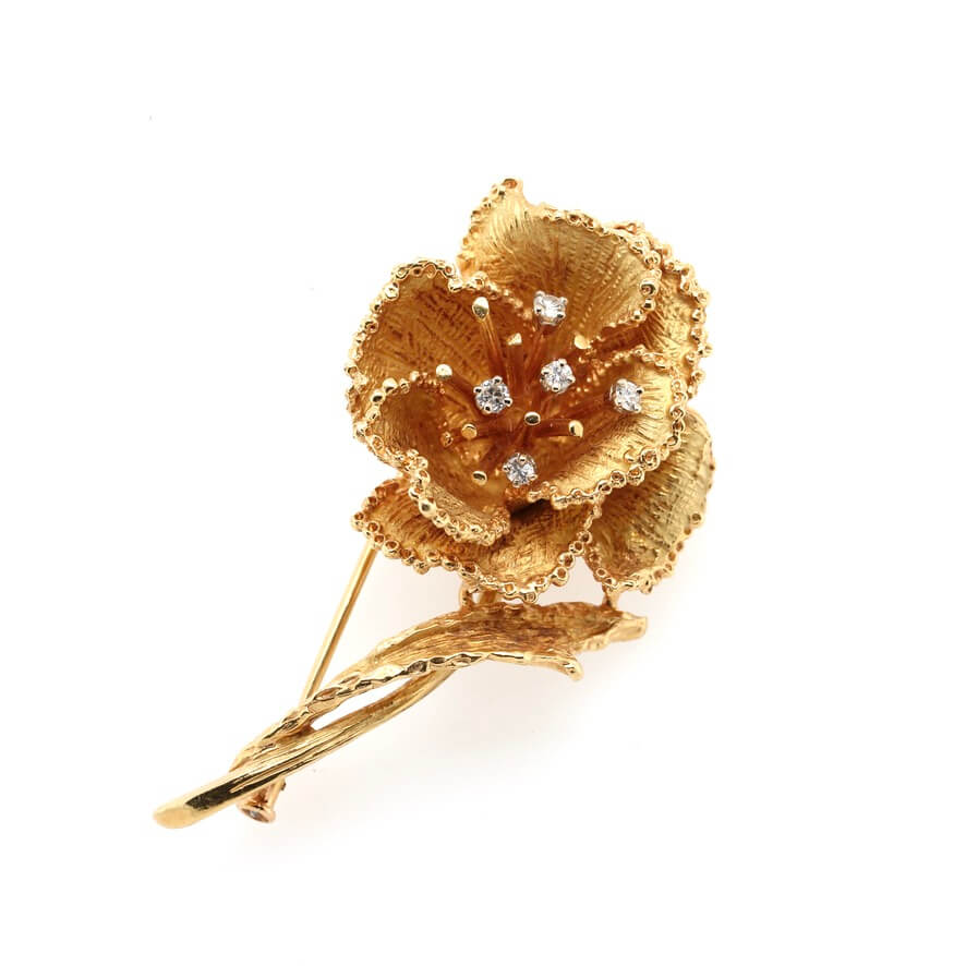 1980s Flower Brooch-Charlotte Sayers Antique Jewellery