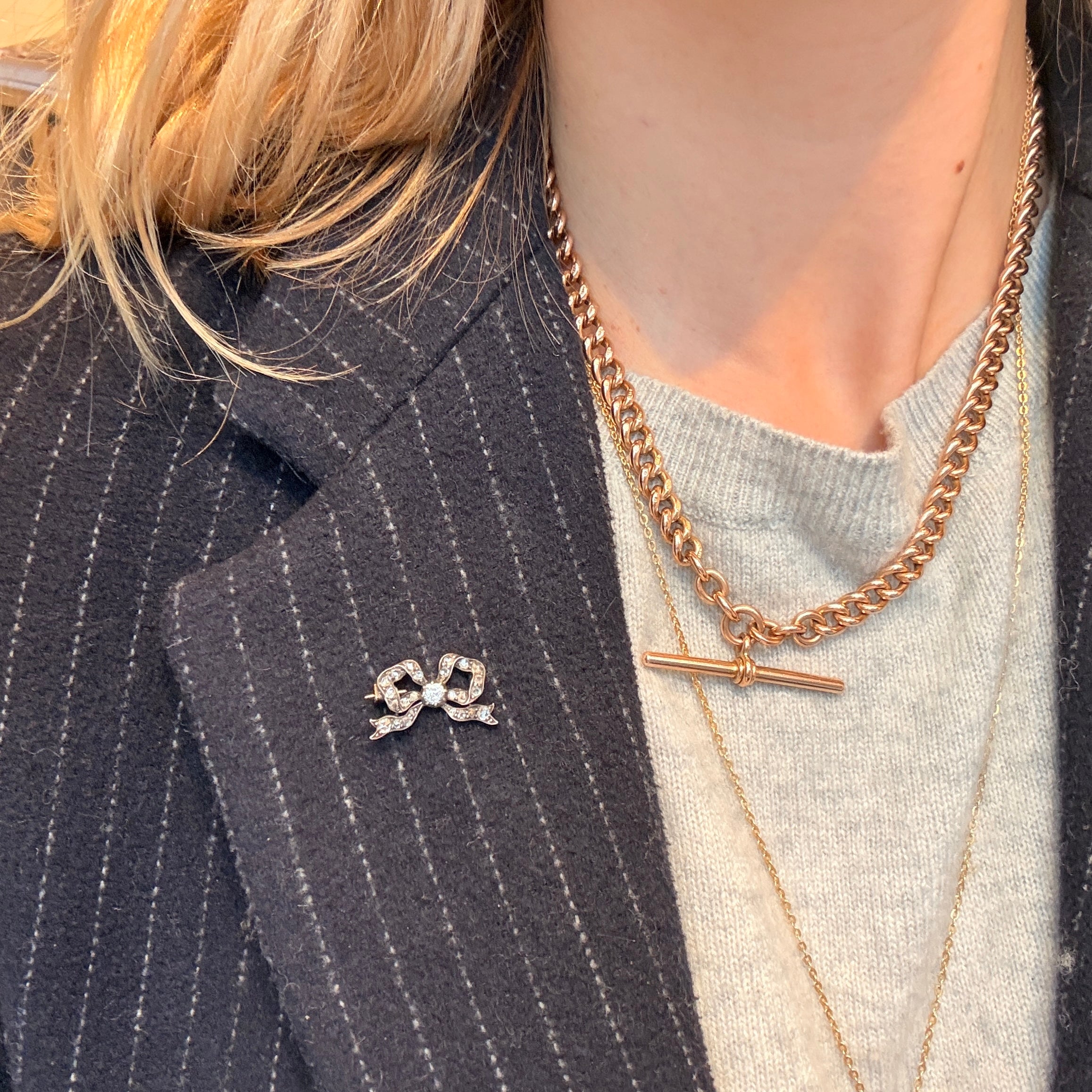 19th Century Diamond Bow Brooch-Charlotte Sayers Antique Jewellery