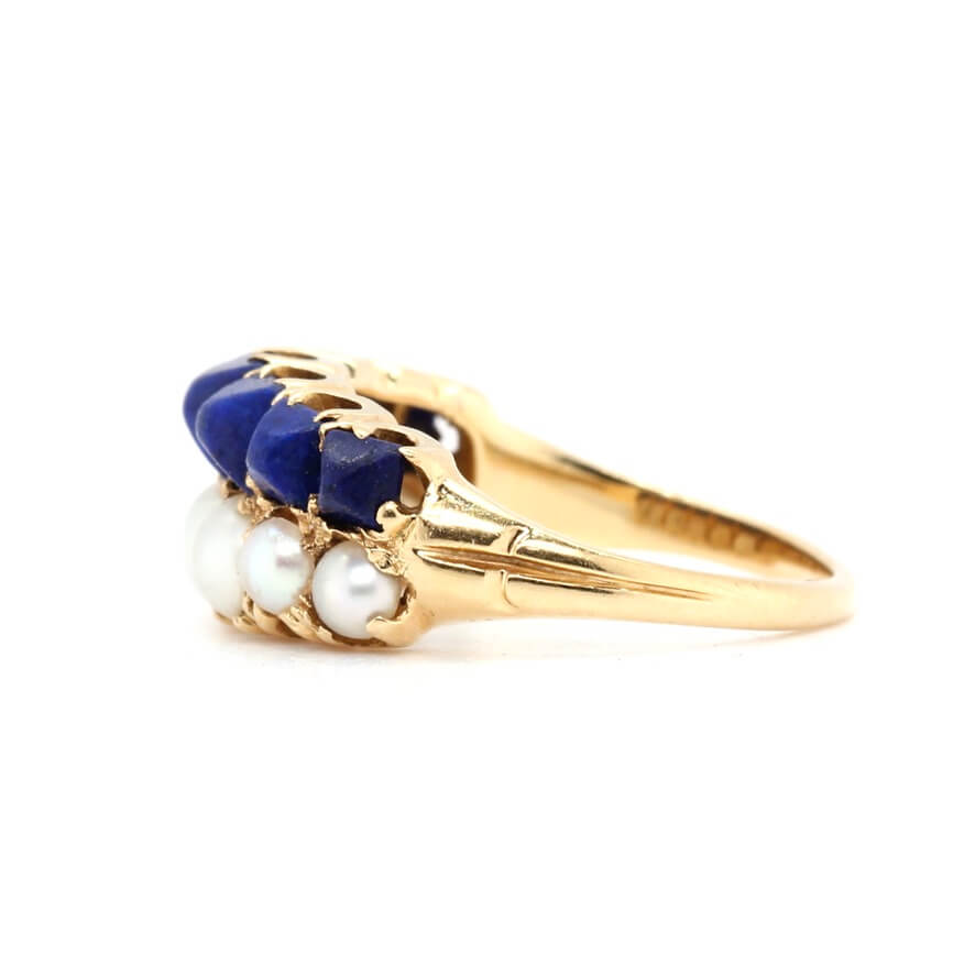 19th Century Pearl and Lapis Lazuli Ring-Charlotte Sayers Antique Jewellery