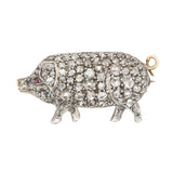 Victorian Diamond Pig Brooch