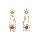 Edwardian Amethyst and Peridot Earrings