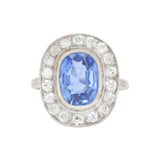 Sri Lankan Sapphire and Diamond Cluster Ring