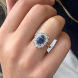 Sapphire Diamond Cluster Ring