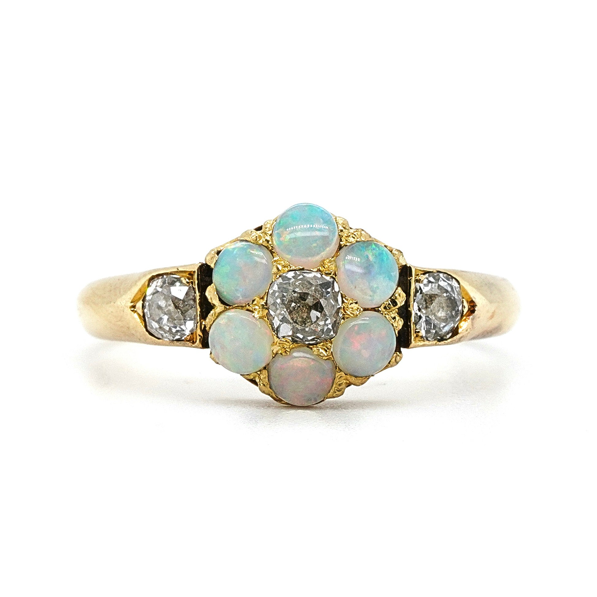 Victorian Opal and Diamond Cluster Ring