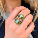 Plique-A-Jour Enamel and Opal Dragonfly Ring