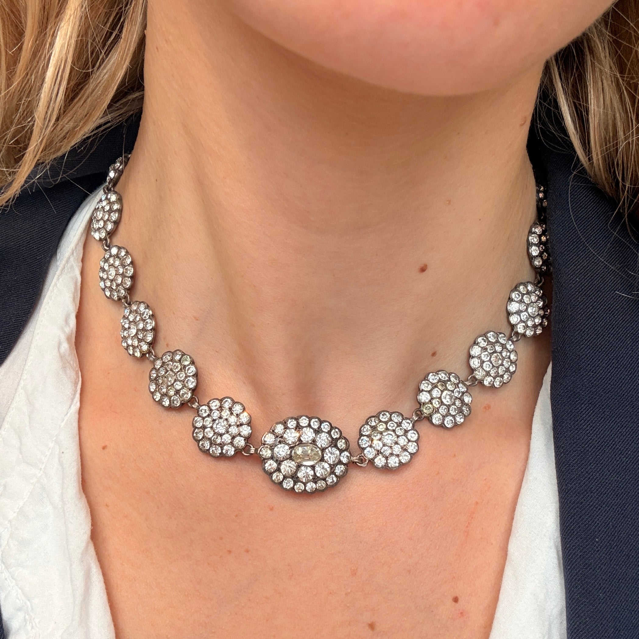 Victorian Paste Cluster Necklace-Charlotte Sayers Antique Jewellery