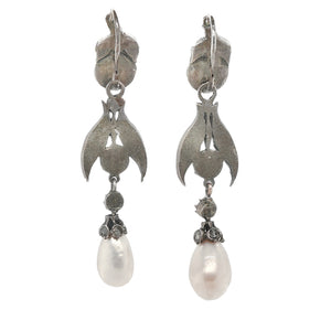 Georgian Pearl and Diamond Drop Earrings