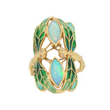 Plique-A-Jour Enamel and Opal Dragonfly Ring