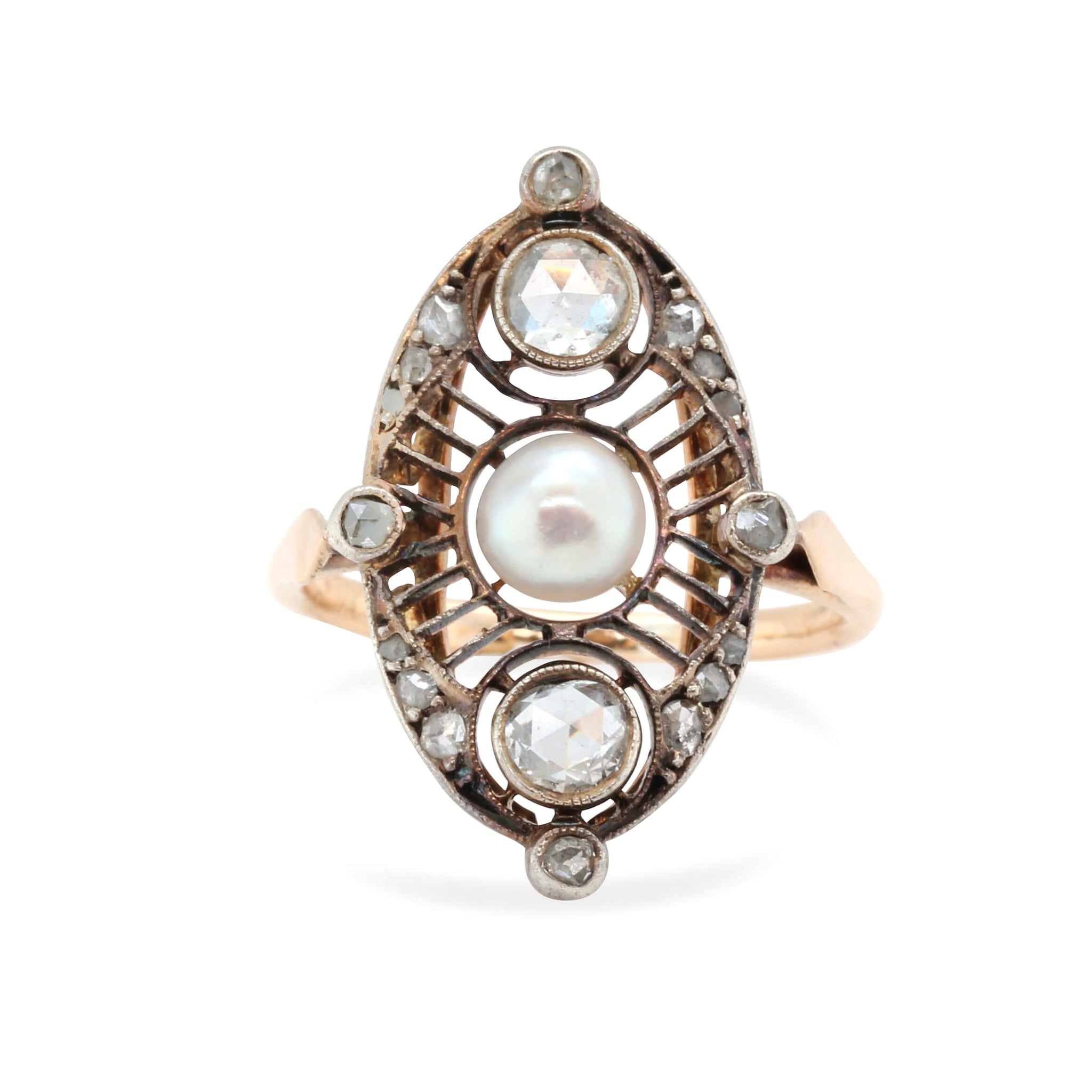 Victorian Pearl and Rose Diamond Ring