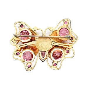 Victorian Pink Paste Butterfly Brooch