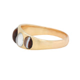Victorian Banded Agate and Moonstone Gypsy Set Ring