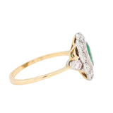 Emerald and Old Cut Diamond Cluster Ring