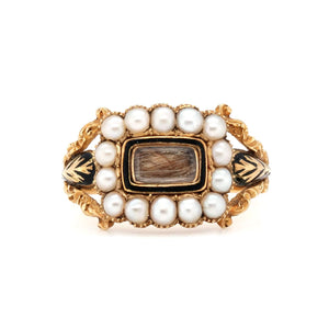 Victorian Pearl and Enamel Ring