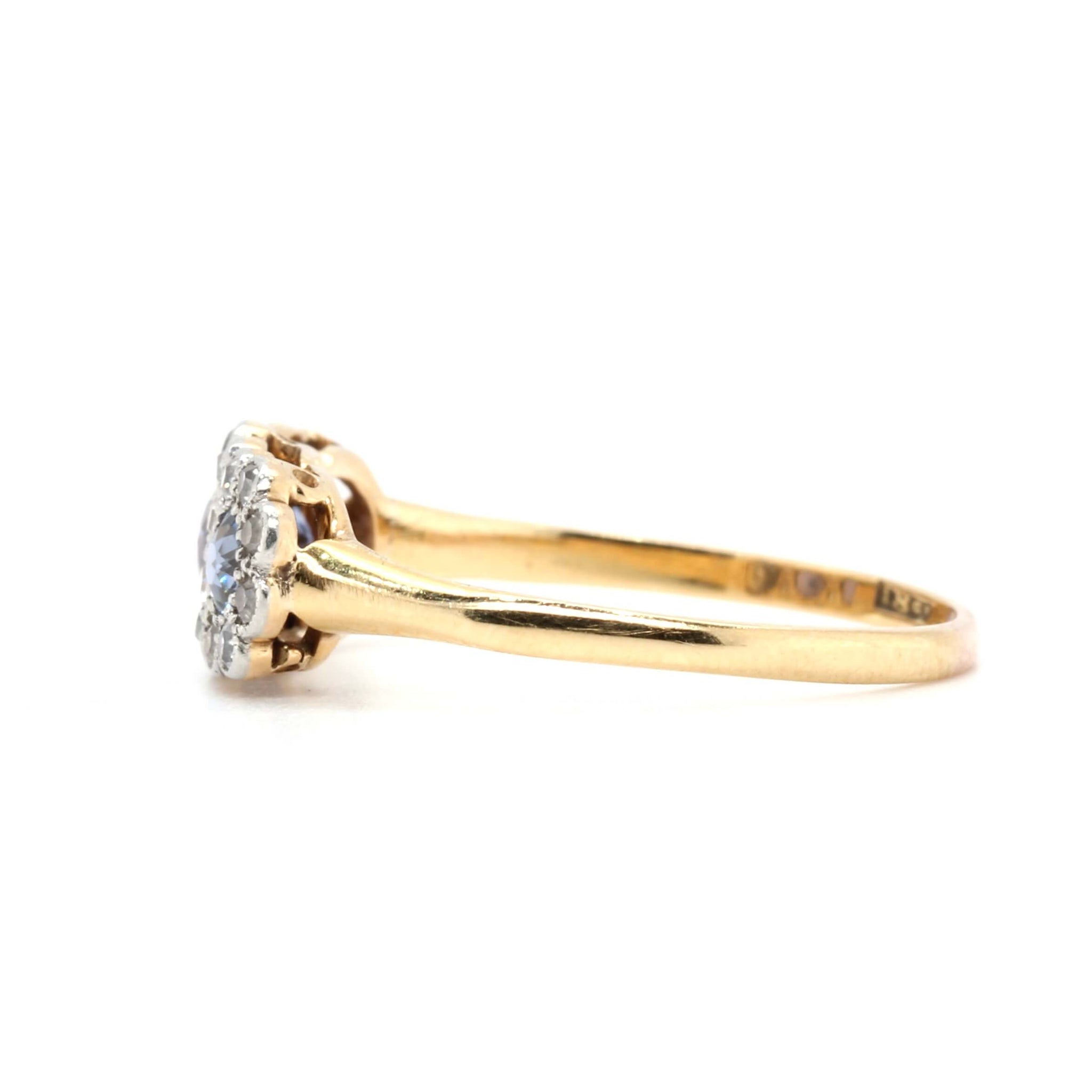 Edwardian Sapphire and Diamond Flower Ring