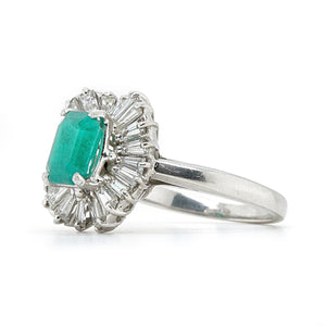 1970's Emerald and Diamond Ballerina Ring