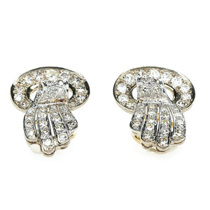 60's Diamond Clip Earrings-Charlotte Sayers Antique Jewellery