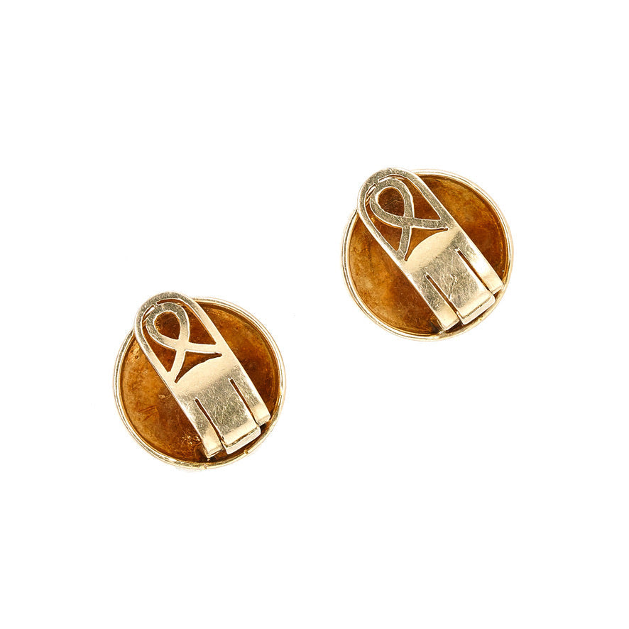 60's Diamond and Gold Night and Day Earrings-Charlotte Sayers Antique Jewellery