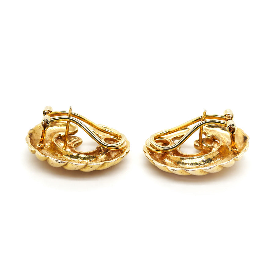 60's Gold Shell Earrings-Charlotte Sayers Antique Jewellery