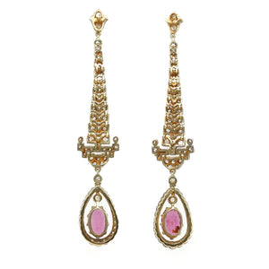 Victorian Tourmaline and Diamond Drop Earrings