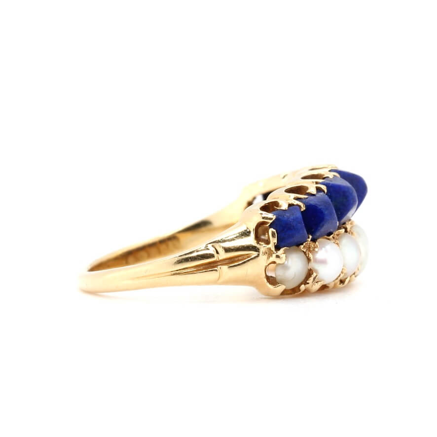 19th Century Pearl and Lapis Lazuli Ring
