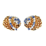 70's Sapphire and Diamond Earrings-Charlotte Sayers Antique Jewellery