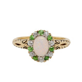 Opal Diamond Garnet Ring