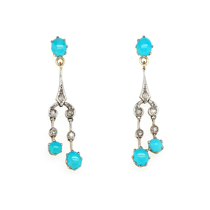 Edwardian Turquoise Diamond Earrings