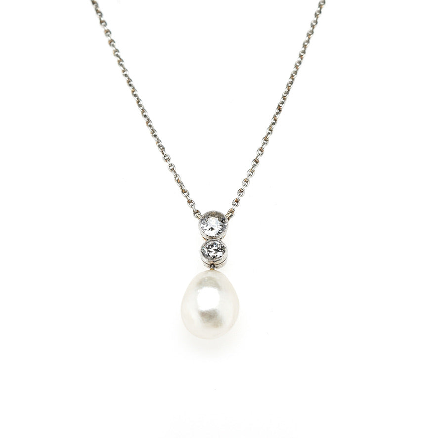 Art Deco Natural Pearl and Diamond Pendant