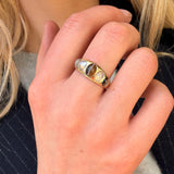 Victorian Banded Agate and Moonstone Gypsy Set Ring