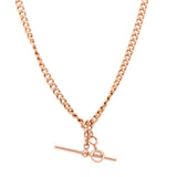 9ct Gold Albert Chain with T Bar and Bolt Rings-Charlotte Sayers Antique Jewellery