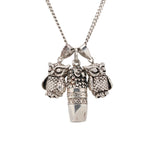 A Trio of Owl Charms on a Silver Chain-Charlotte Sayers Antique Jewellery