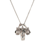 A Trio of Owl Charms on a Silver Chain-Charlotte Sayers Antique Jewellery