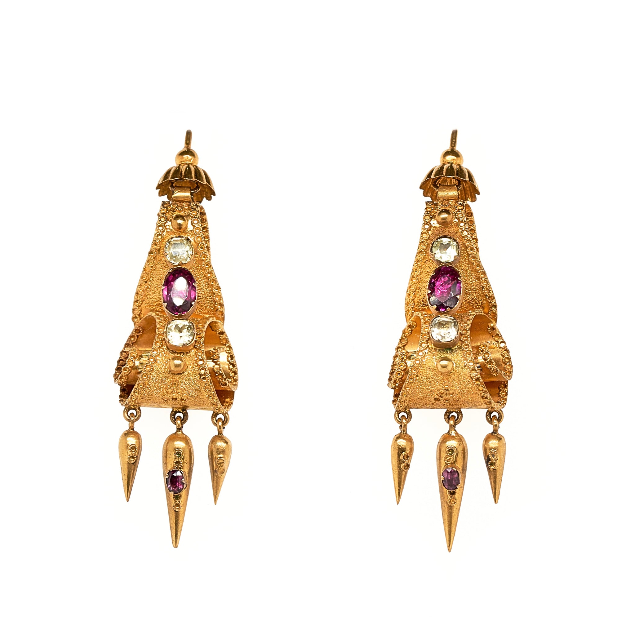 Victorian Garnet and Chrysolite Earrings