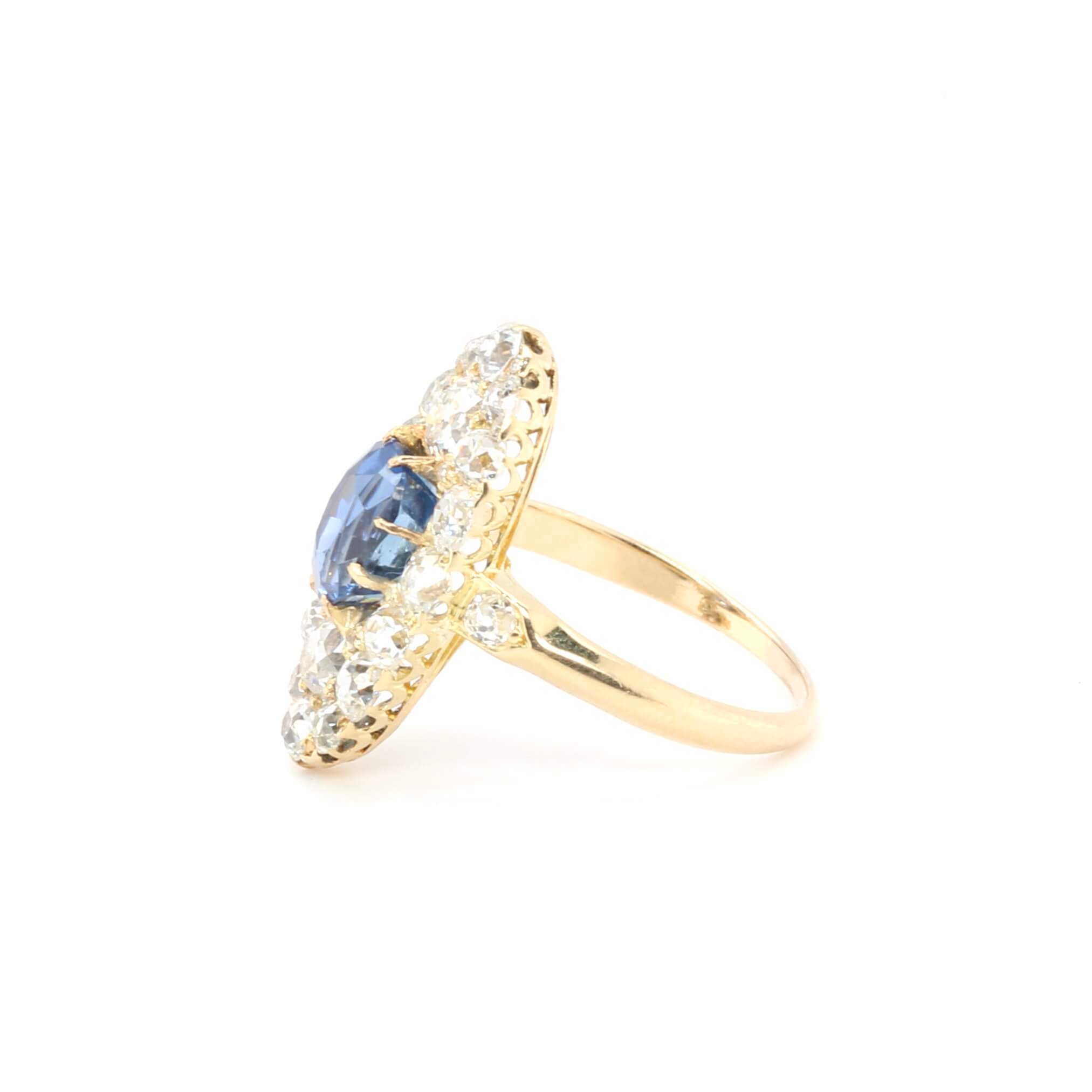 Victorian Sapphire and Diamond Marquise Ring