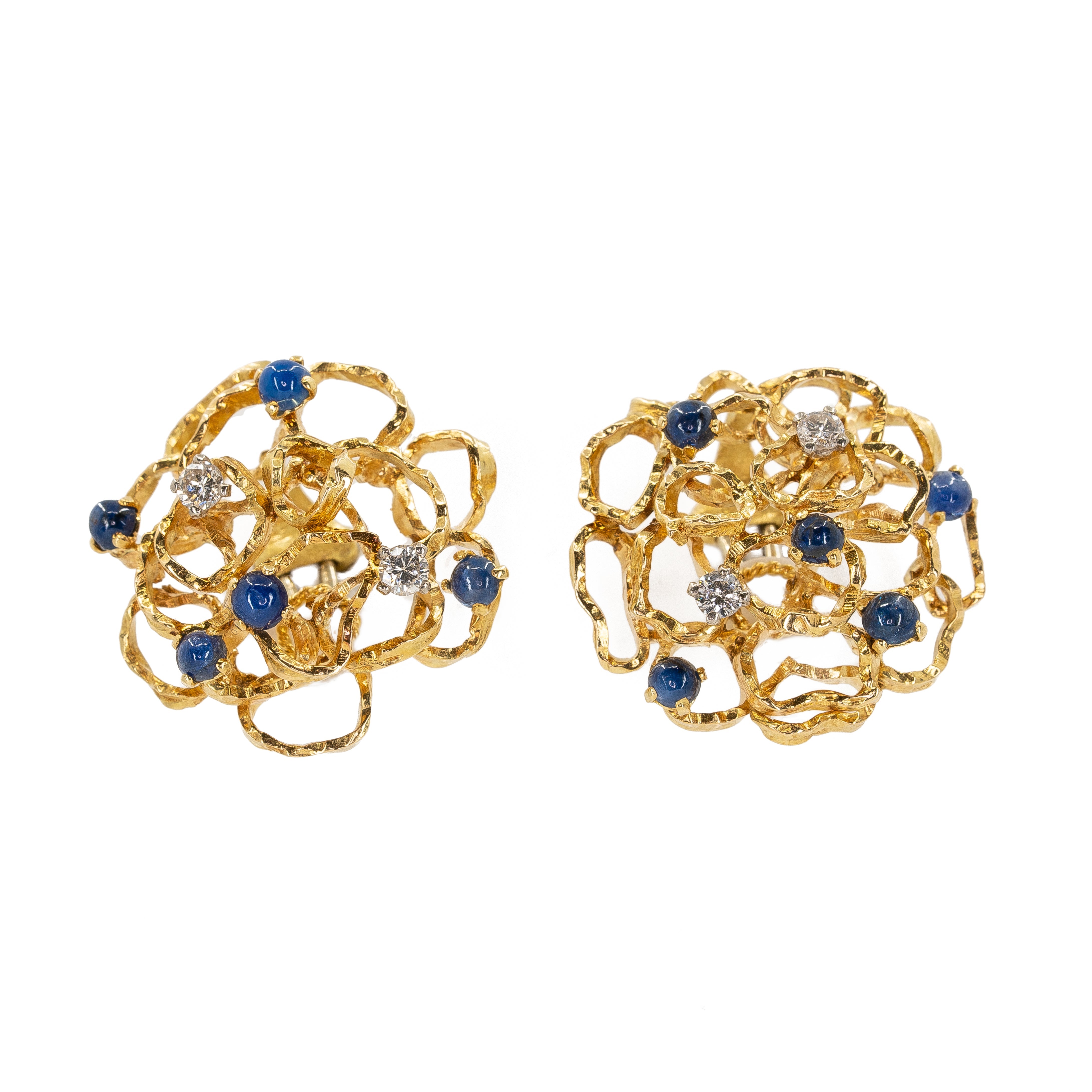 Alan Martin Gard Sapphire and Diamond Earrings-Charlotte Sayers Antique Jewellery