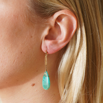 Amazonite Drop Earrings-Charlotte Sayers Antique Jewellery