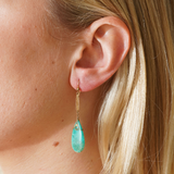 Amazonite Drop Earrings-Charlotte Sayers Antique Jewellery