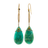 Amazonite Drop Earrings-Charlotte Sayers Antique Jewellery