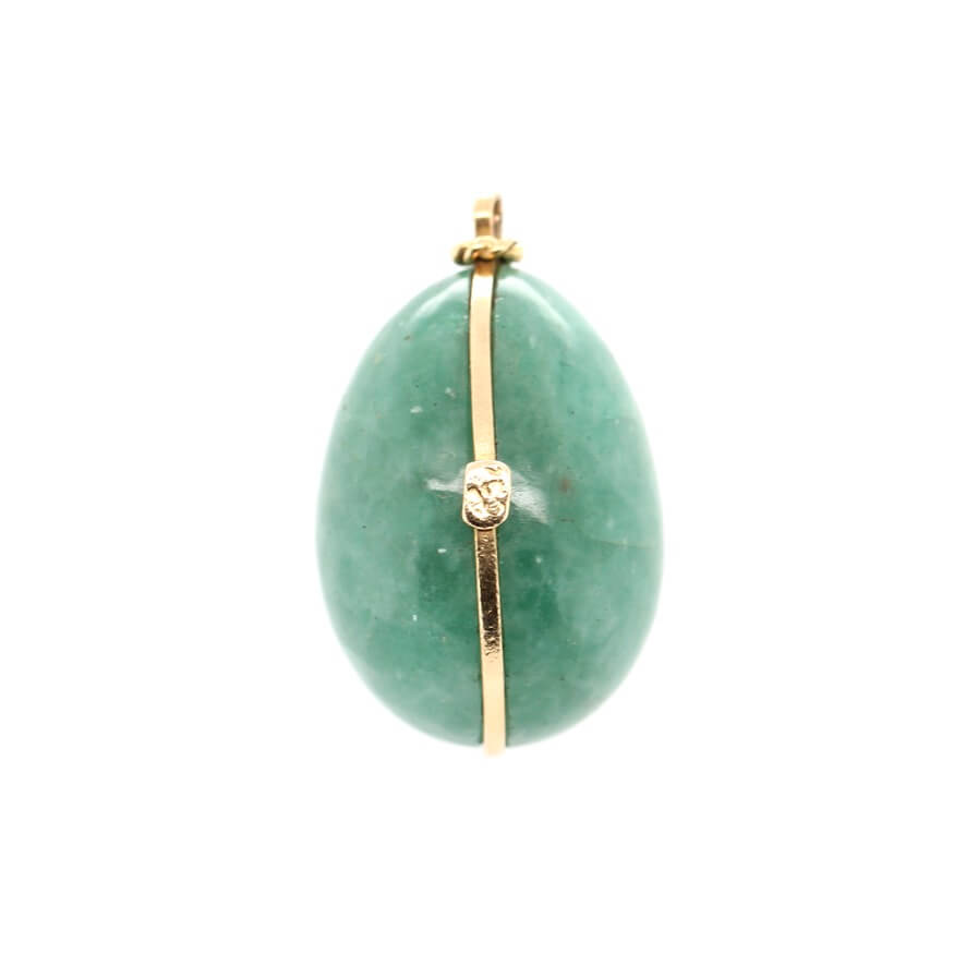 Amazonite Egg Pendant-Charlotte Sayers Antique Jewellery