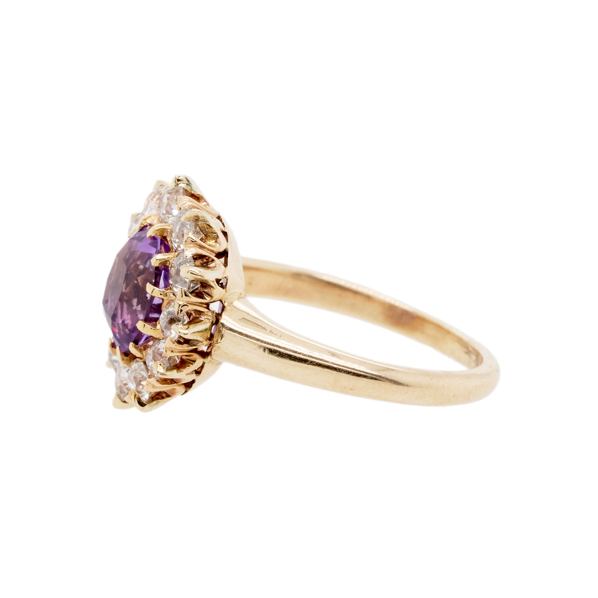 Amethyst Diamond Cluster Ring-Charlotte Sayers Antique Jewellery