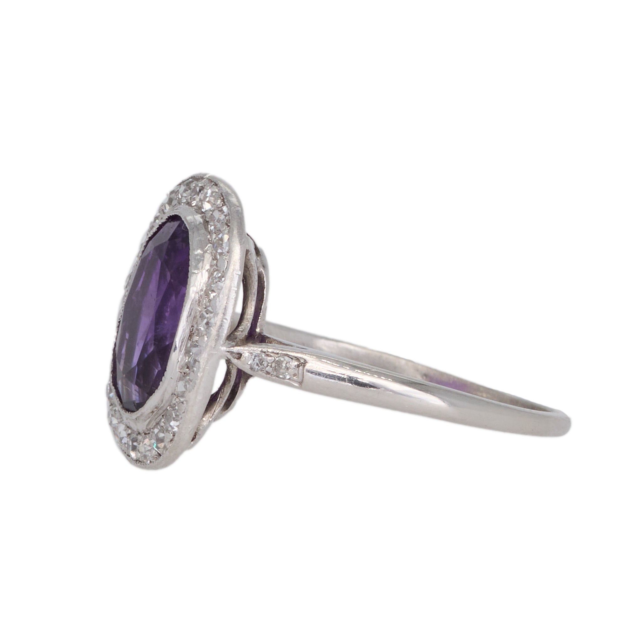 Amethyst Diamond Cluster Ring-Charlotte Sayers Antique Jewellery