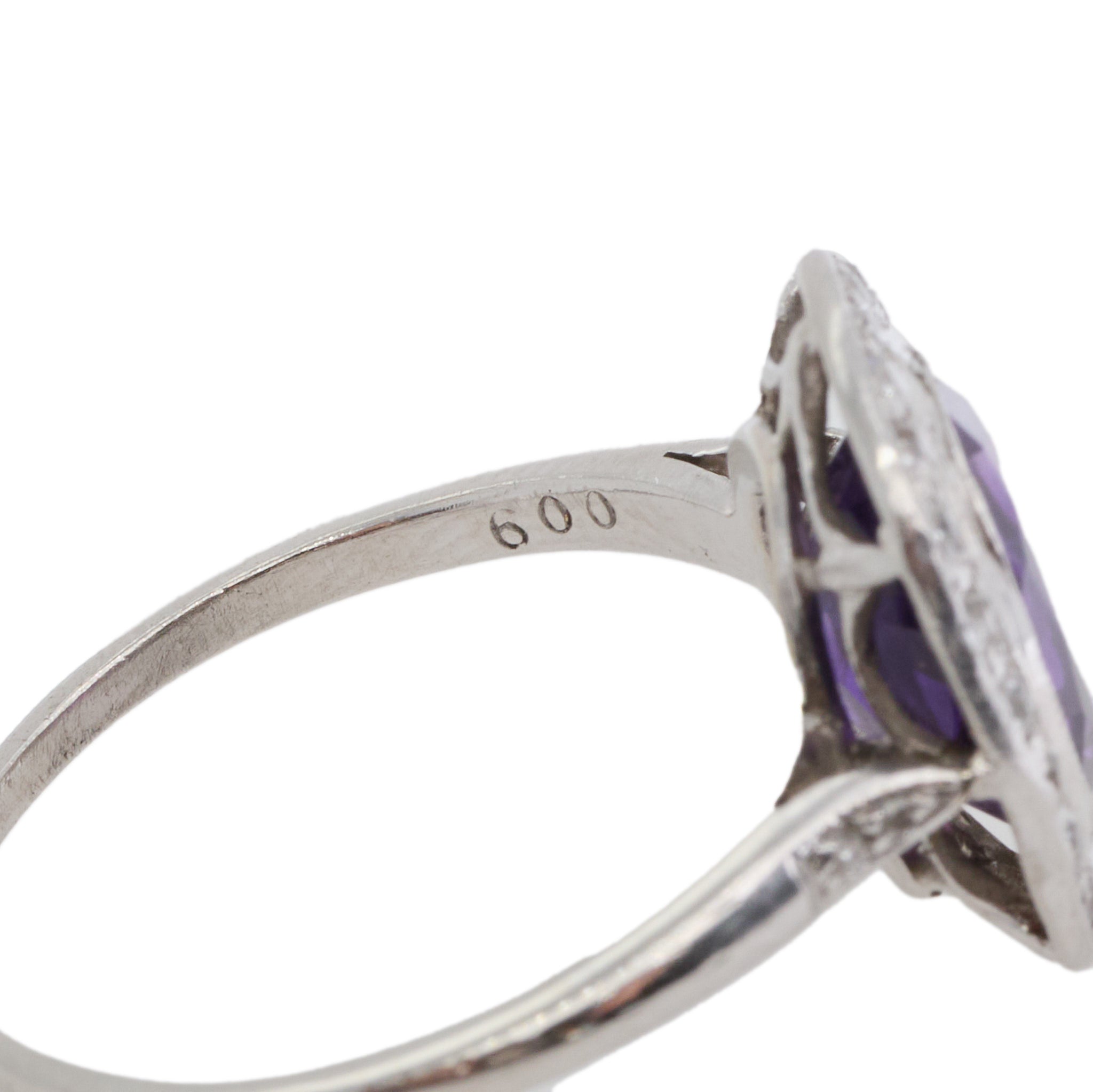 Amethyst Diamond Cluster Ring-Charlotte Sayers Antique Jewellery