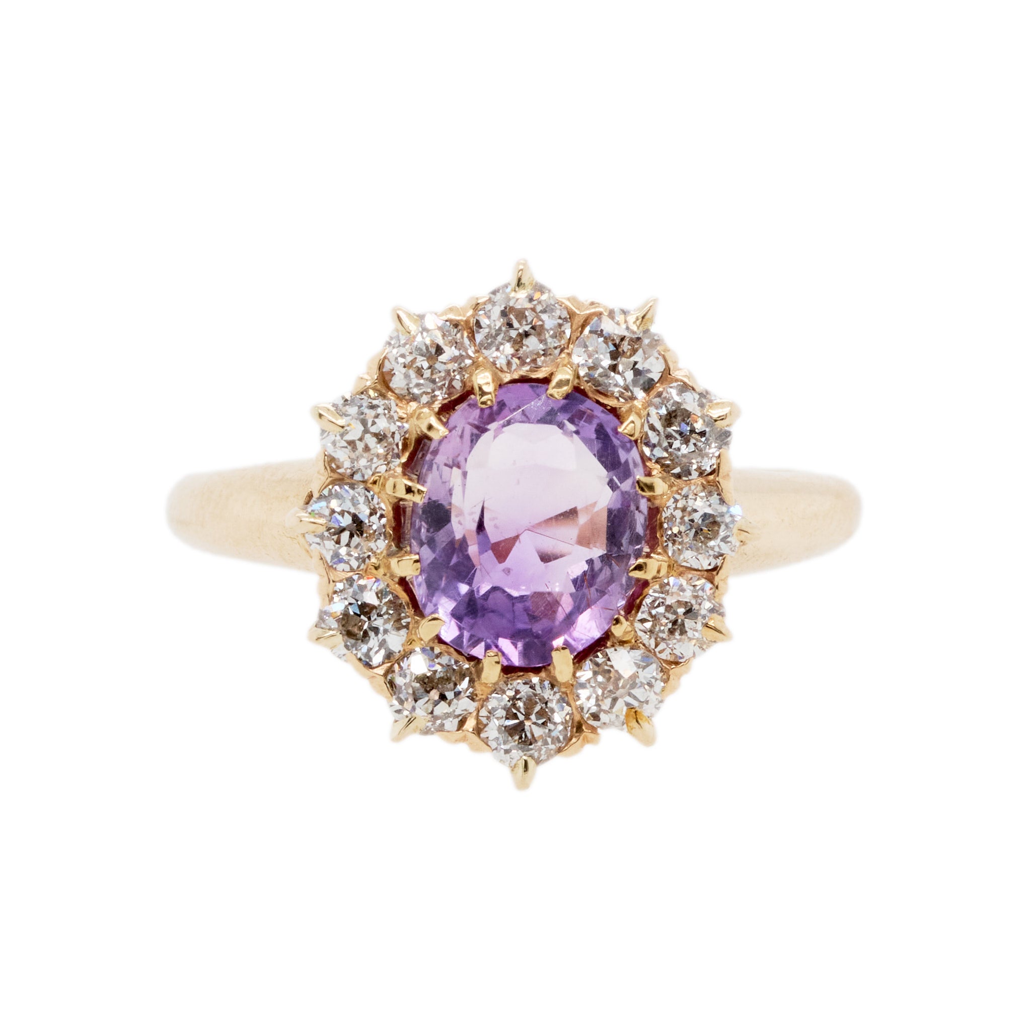 Amethyst Diamond Cluster Ring-Charlotte Sayers Antique Jewellery