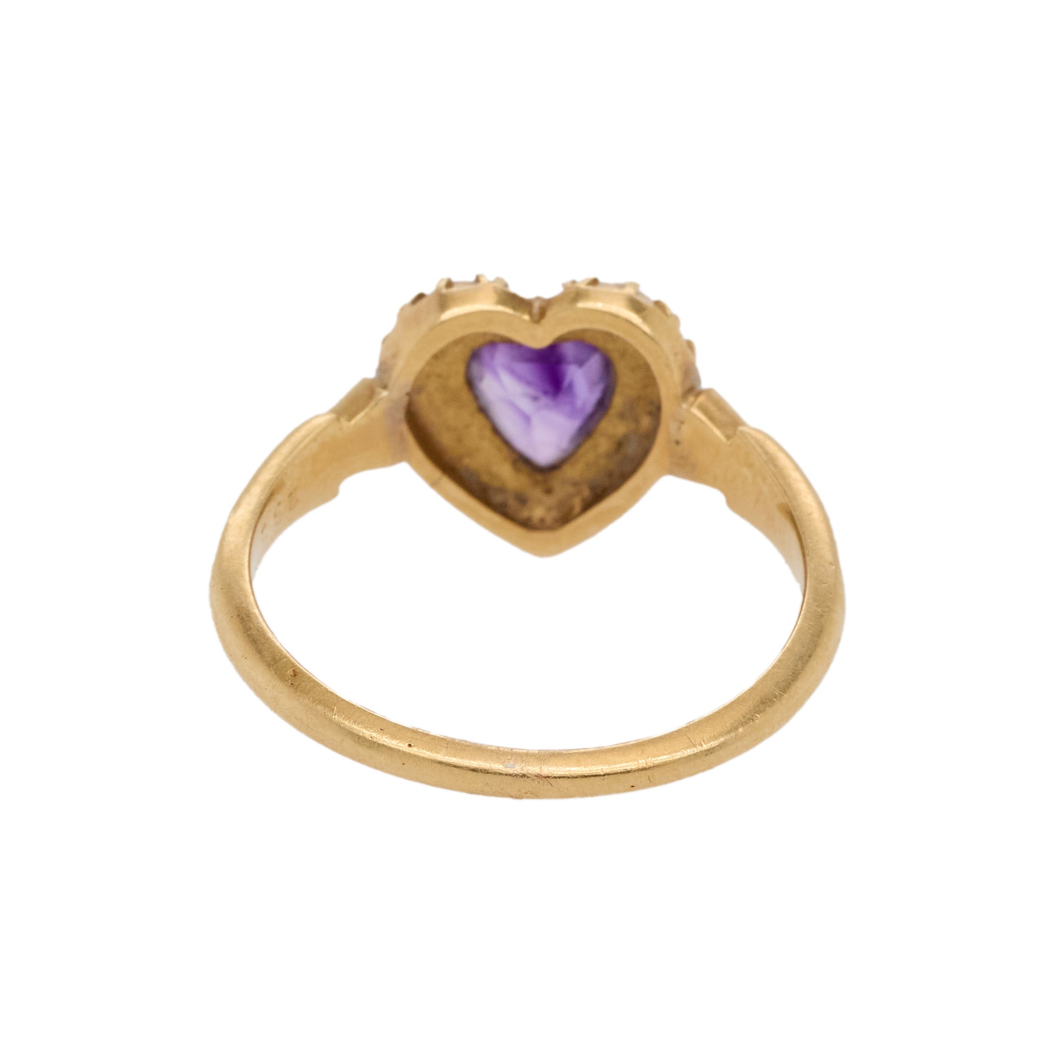 Amethyst Pearl Heart Ring-Charlotte Sayers Antique Jewellery